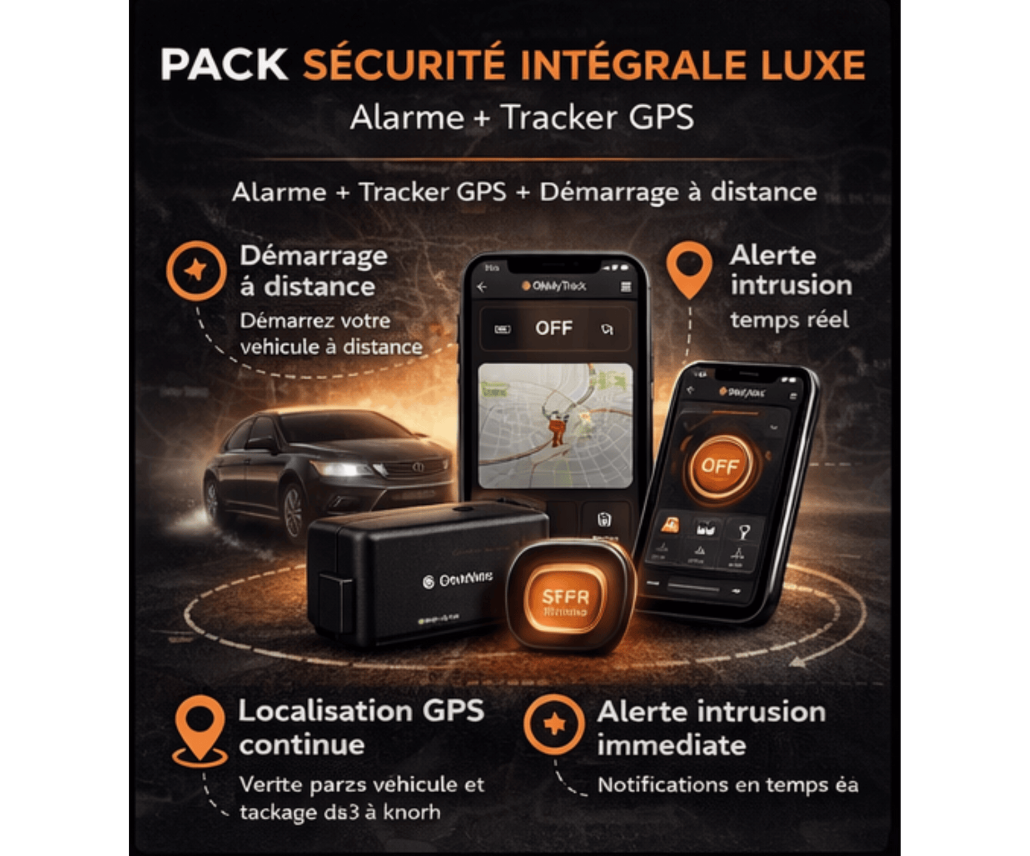Pack Sécurité Total Luxe | Alarme + Coupe Moteur Automatique + Tracker GPS + Démarrage à distance